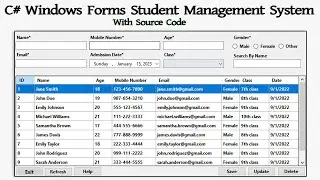 Windows Forms Desktop application Student Management System Project With Source Code