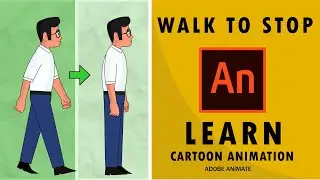 Walk To Stop| How To Create Walk To Stop Animation In Adobe Animate| 2d Tutorial By Sarath