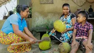 crisp jackfruit bite😋Traditional jackfruit seeds  curry that tastes like meat.village kitchen recipe