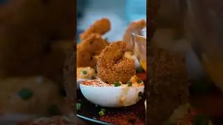 🤤 You NEED These Fried Shrimp Deviled Eggs! #eggs #recipe #deviledeggs