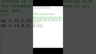 Intersection of sets in python #shorts #pythonprogrammingshorts #pythonsetsintersection #pythonsets