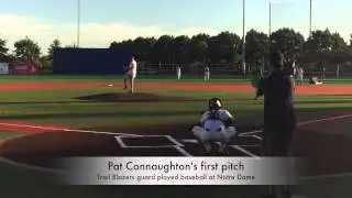 Trail Blazers guard Pat Connaughton throws out first pitch