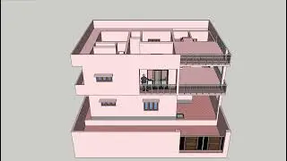 2BHK House Design in SketchUp | 1600 Sq. Feet Modern Home in India