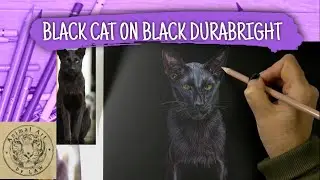 Black Cat on Black Grafix DuraBright using Colored Pencils - Timelapse