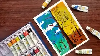 How to Draw Tree in Season with Water Colour || Tutorial for Beginners || Super Easy ||