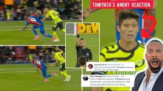 Football world shocking reactions to Tomiyasu's red card & Martin odegaard's goal Vs crystal palace