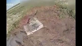 Russian Tank With Cope Cage Hit By FPV Drone Near Klischiivka -- Ukrainian Counteroffensive