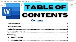 How to add table of contents in Word Document - Easy