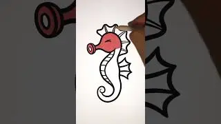 How To Draw Seahorse | Drawing and Coloring for Kids #shorts #drawing #seaanimals