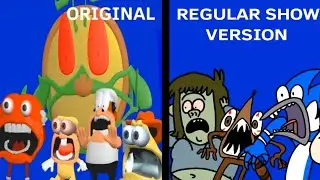 Pizza tower screaming meme but is regular show characters