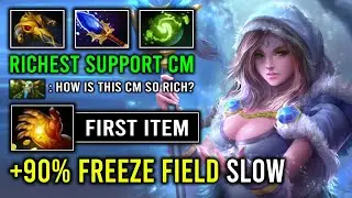 WTF First Item Midas +90% Freezing Field Slow Richest Support Crystal Maiden Dota 2