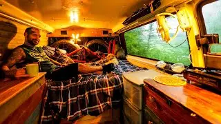 Van Camping In Rain Storm And Flood Conditions Relaxing Rain Camping - Part 1