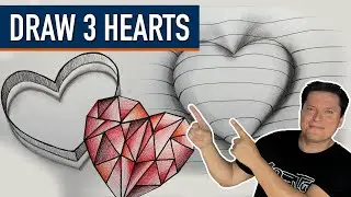 DRAW HEARTS ❤️ in 3 Different Styles - Learn New Drawing Techniques with DrawTut