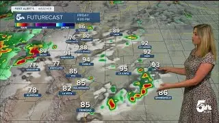 Hot on Friday with spotty thunderstorms in the plains and heavy mountain rain