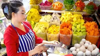 Fruit Smoothie & Mixed Fruit Desserts with Coconut Milk | Cambodia Street Food