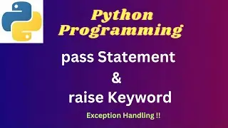 5 . pass Statement  & raise Keyword  - #pythonprogrammingfullcourse   #exceptionhandlinginpython