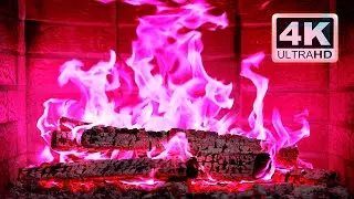 🔥 PINK FIRE 4K. Magic Fireplace with Crackling Fire Sounds