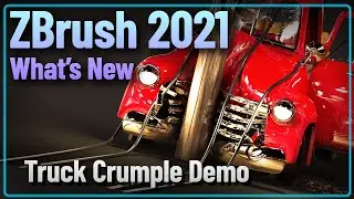 028 ZBrush 2021 Hard Surface Simulation Truck Crumple Wreck Demo