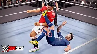 WWE 2K22 - Messi vs. Ronaldo vs. Neymar vs. Haaland vs. Zlatan vs. Ramos - Elimination Chamber Match