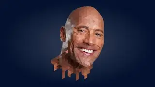 Low-Poly Art Creation: Dwayne Johnson in Illustrator (15x Time-Lapse)