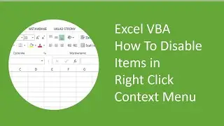 Excel VBA How To Disable Items in Right Click Context Menu