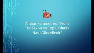 Ambar Parametreleri Ne Amaçla Kullanılır? Tek Tek ya da Toplu Olarak Nasıl Güncellenir?