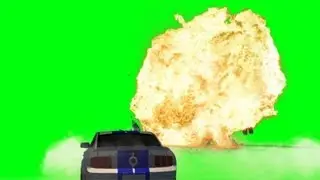 Police Car Explosion with Fire and sound - green screen effects - free use