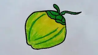 How to draw a coconut|Coconut Drawing easy step by step simple drawing|Drawing coconut step by step