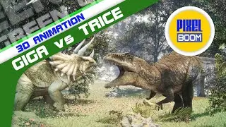 Giganotosaurus vs Triceratops 3D Animation PixelBoom