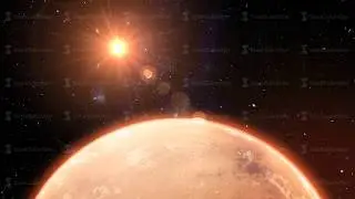 Mars planet sunset sunrise in the space 4k animation