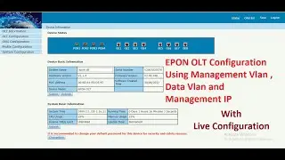 Epon olt configuration step by step | Using Management vlan and Data vlan in tag mode with MGMT IP