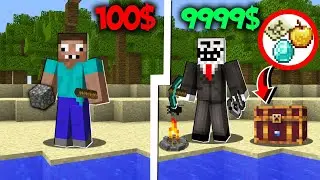 ВЫЖИВАНИЕ НА ОСТРОВЕ ЗА 100$ VS 999999$ В MINECRAFT! ЧИТЕР И ПРО ИГРАЮТ В ОРЕЛ И РЕШКА МАЙНКРАФТ!