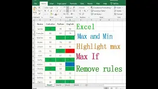 Max and Min in Excel with criteria (highlight them, remove rules)