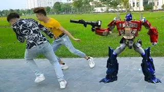 Transformers Optimus Prime vs Megatron Stop motion! Decepticon, Autobots Robot in real life!