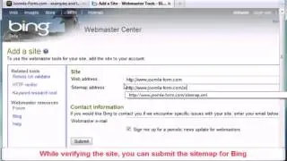 Joomla! sitemap verification for Bing avi