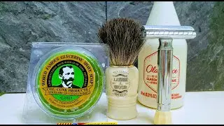 Shaving with Colonel Conk Lime Soap and Merkur Progress Razor