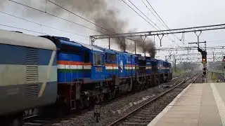 Twin alco take off... !! 01019 Konark express with KYN WDM3D twins departing Lonavala