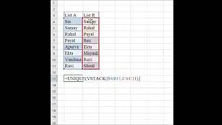 Spot the difference between 2 lists with Excel Formula #excel #shortfeed #shorts