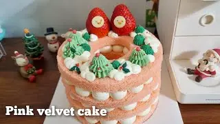 Cake for Christmas!!ㅣPink velvet cake 🎂 Fairy tale visualㅣStrawberry cake 🍓