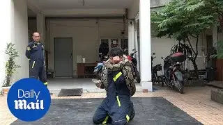 Thai fireman shows you how to escape from a python attack