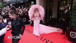 Cardi B poses outside the mark hotel before heading to the MET GALA in New York City