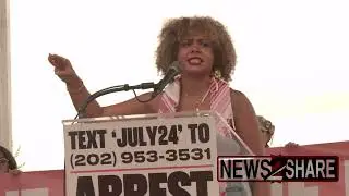 Socialist Presidential Candidate Claudia De la Cruz speaks at protest of Netanyahu congress speech