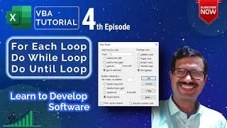 VBA Tutorial | For Each Loop | Do While Loop | Do Until Loop | E04 | Excel in Life