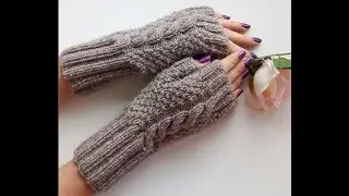 МК Как связать митенки спицами. 1 часть. Женские митенки по кругу.