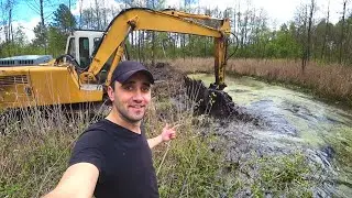 Расчистил Экскаватором лесное болото. Шашлык на кефире.