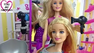 BarbieDollHair Salon 💖Hair wash cut Play Barbie Dolls Videos