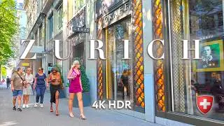 Switzerland Zurich 🇨🇭 Walking tour to Bahnhofstrasse from Münsterhof / City Center 4K 60fps HDR