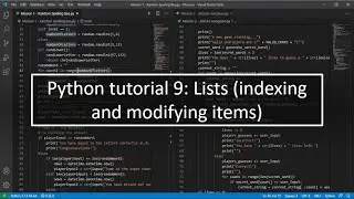 Python tutorial 9: Lists