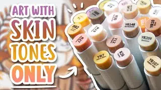 Using SKIN TONES ONLY! - OHUHU Brush Marker Skin Tone Set - Art Challenge