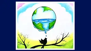 How to Draw Save Water Picture | Step by Step Drawing of Save  Water Save Life